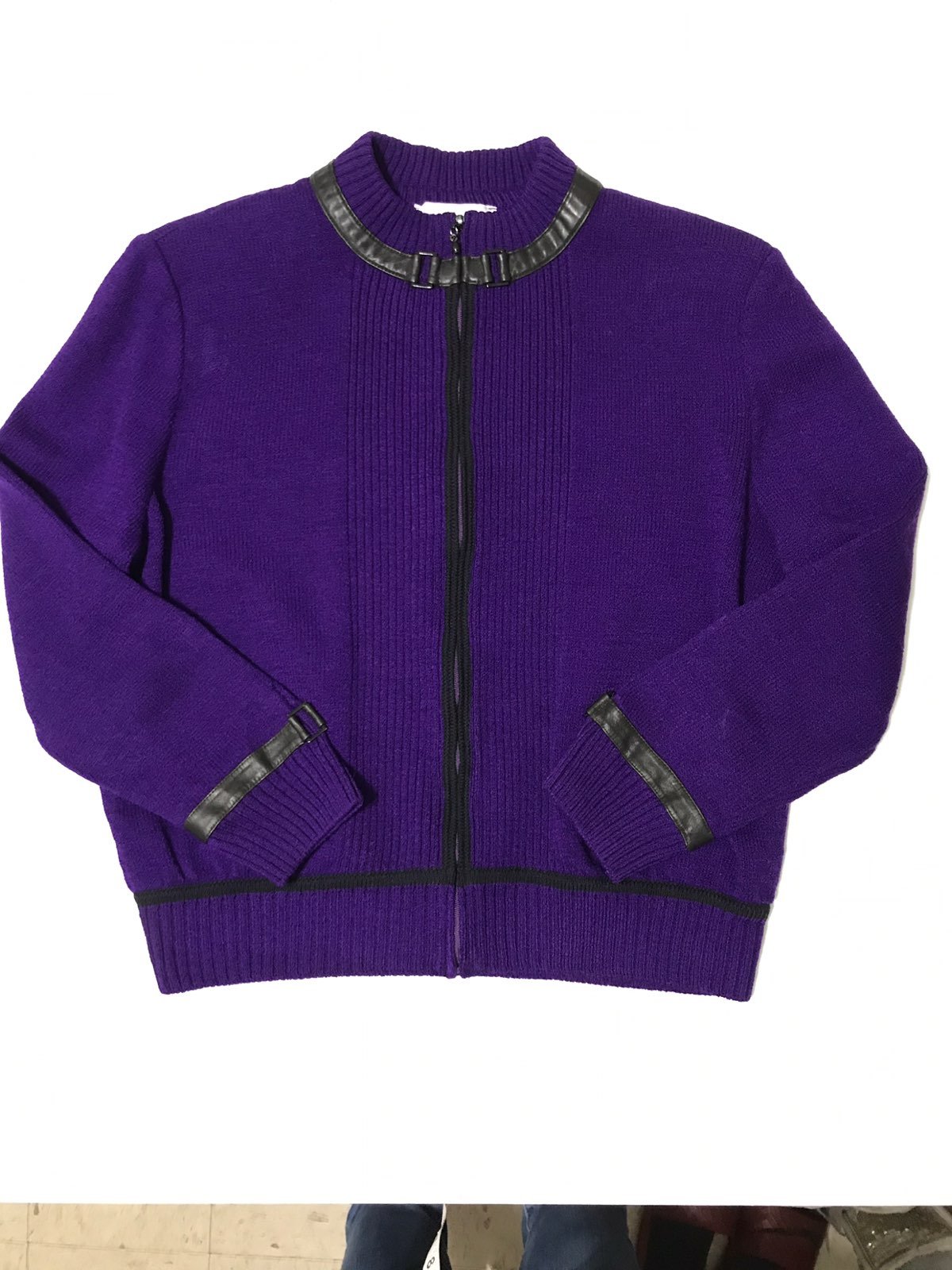 St John Purple Zip Up Sweater