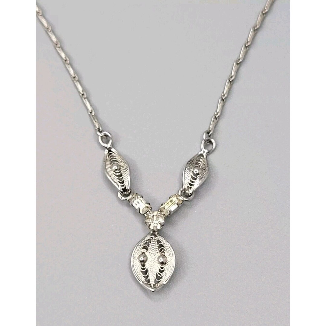 Vtg Joseph Esposito ESPO Sterling 925 Silver Dainty Filigree Necklace Pendant