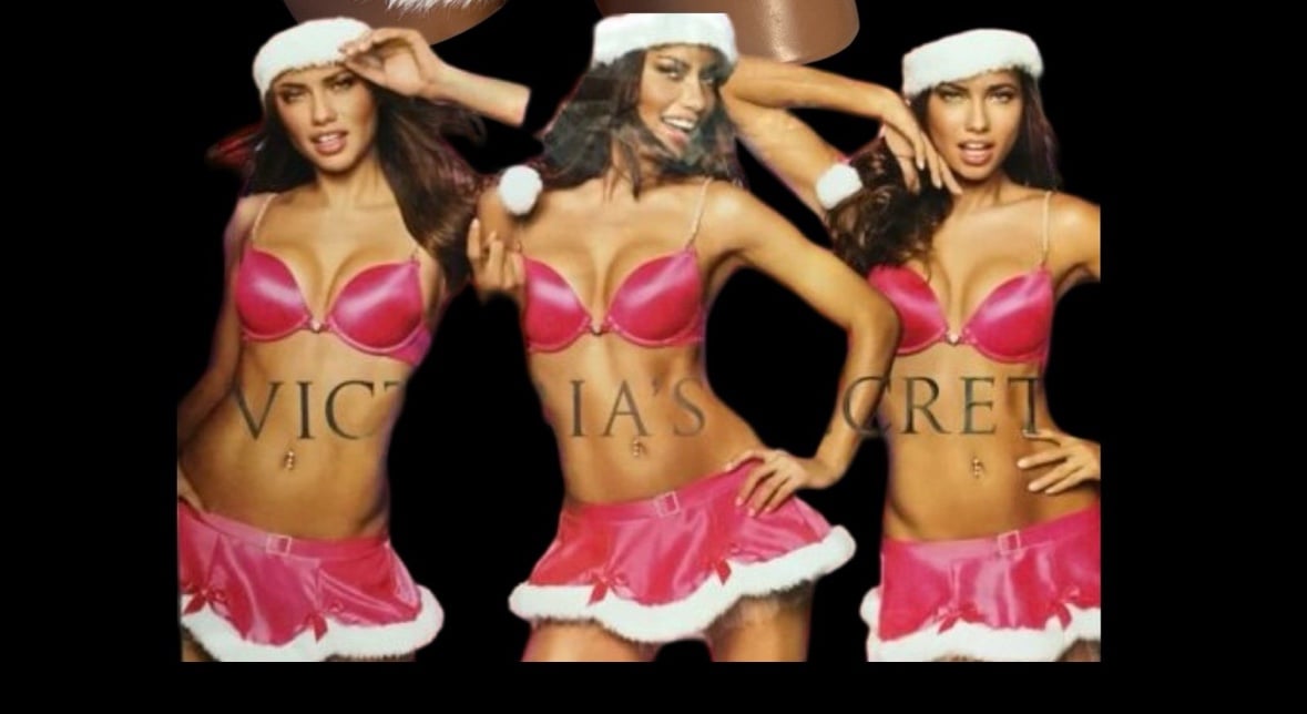 Victoria’s Secret Pink & White Rhinestone Santa Mini Skirt and Hat