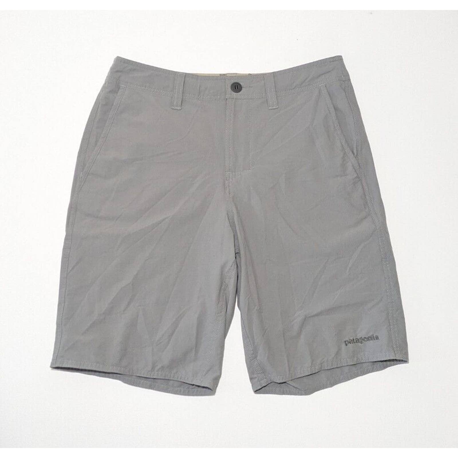 Patagonia Light Gray Solid Quick Dry Board Shorts Size 30 Zip Pockets Nylon