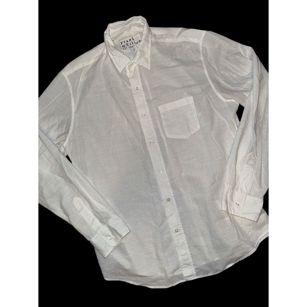 Frank & Eileen Don White Button Down Shirt Size Large Dressy Tuxedo Mens