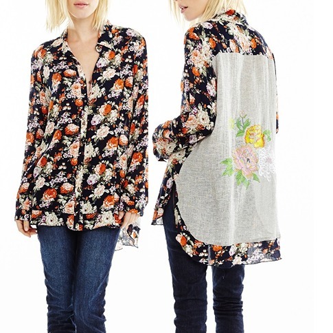 Aratta Flower Power Shirt NWT • Small • Floral • Long Sleeve • Embroidered