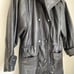 Vintage Womens Hooded Leather Coat With Pockets Cinched Waist Size M