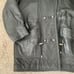 Vintage Womens Hooded Leather Coat With Pockets Cinched Waist Size M