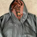 Vintage Womens Hooded Leather Coat With Pockets Cinched Waist Size M
