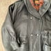 Vintage Womens Hooded Leather Coat With Pockets Cinched Waist Size M