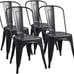 Metal Black Dining Indoor-Outdoor Chair Set Of 4