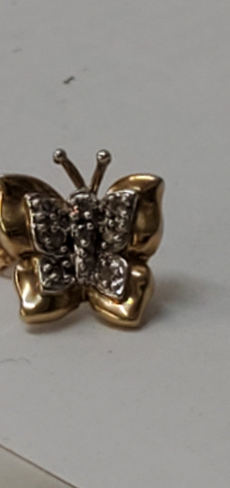 Vintage Diamond butterfly pin/earring, 10kt Gold