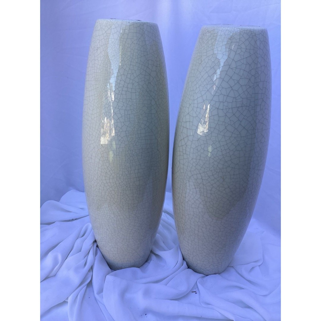 1415 2 ea. available White/Gray Vases/Candle Holders