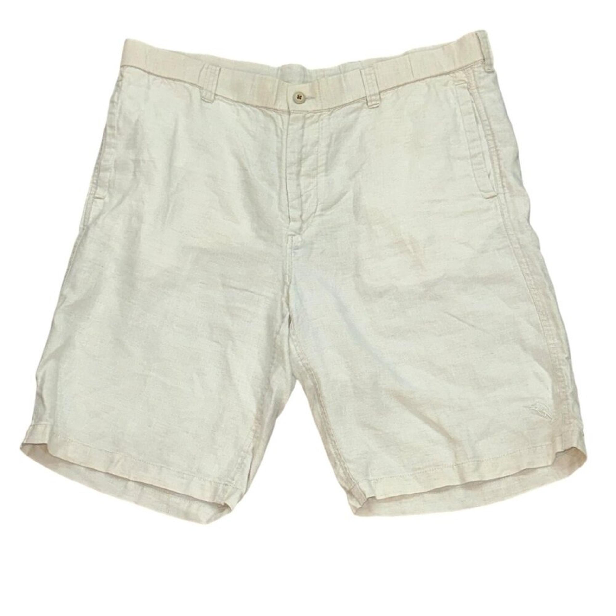 Tommy Bahama Linen Bermuda Shorts Beige Summer Outdoor Preppy Golf Large Tall