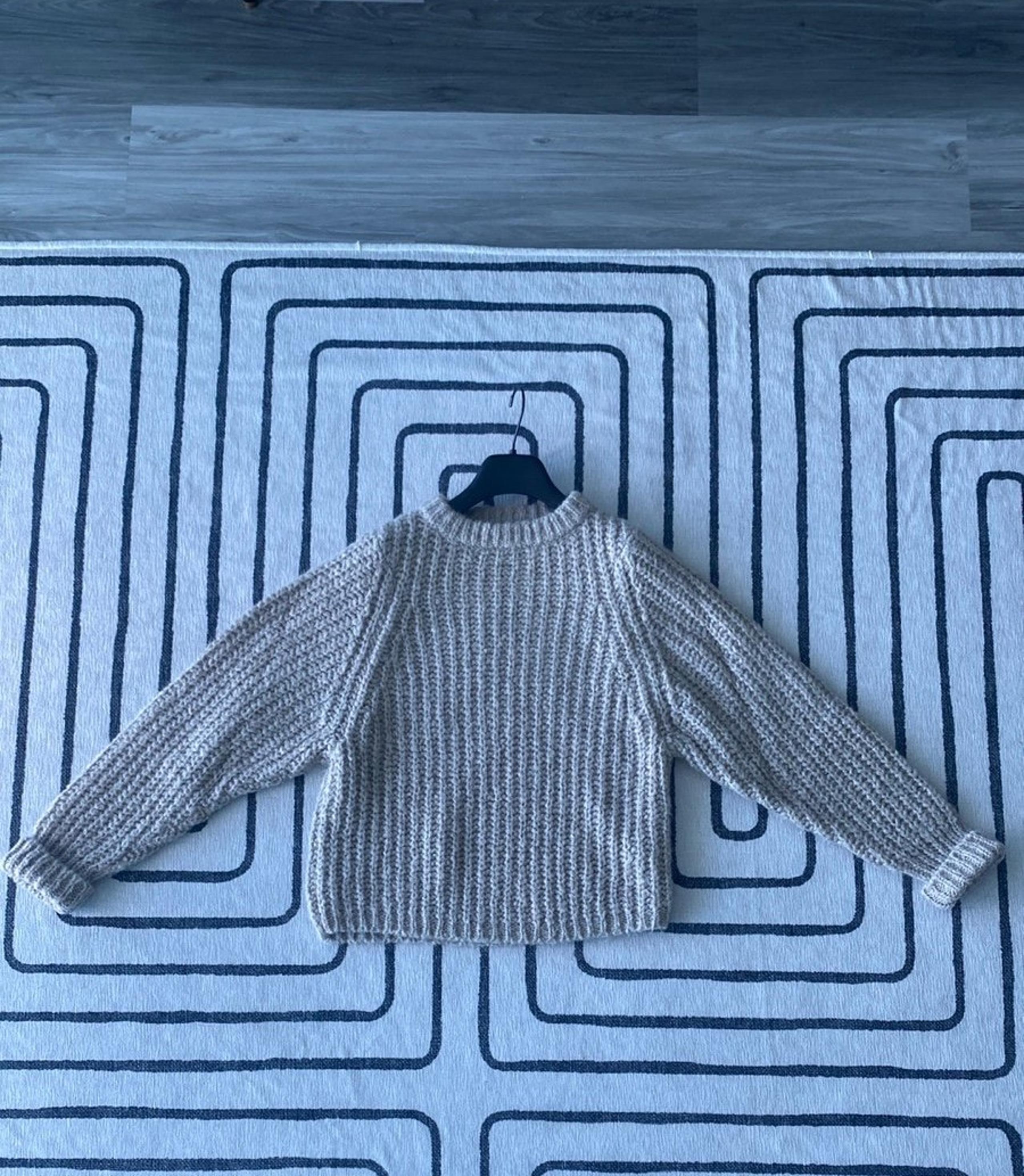 Club Monaco Tan Crewneck Sweater with Ribbed Texture