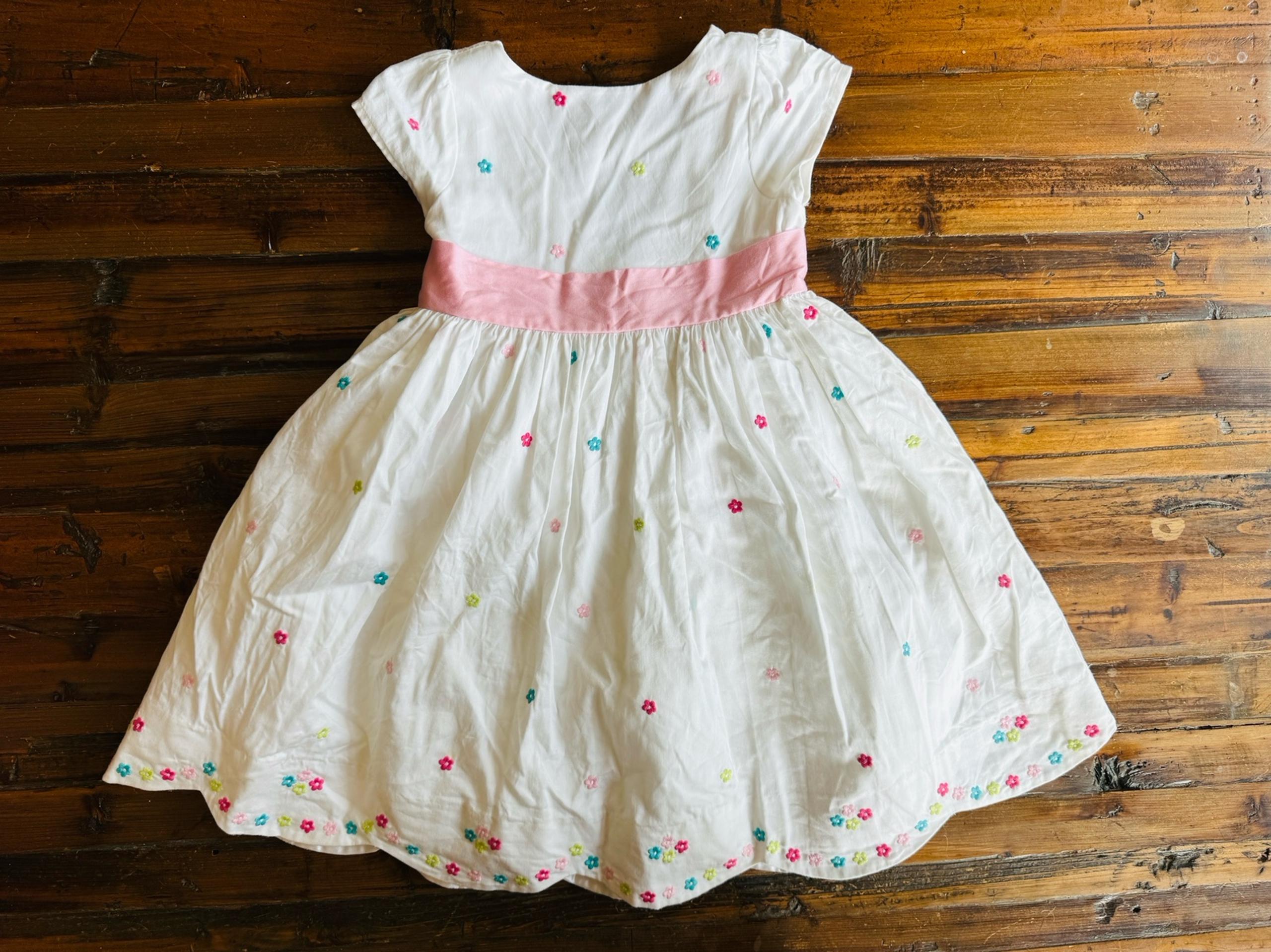 Pristine White Embroidered Flower Dress