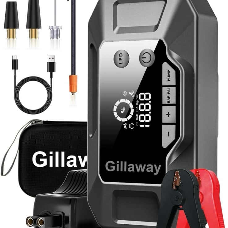 Q11 4500A Car Jump Starter with Air Compressor Combo 150PSI, Portable Car Batter