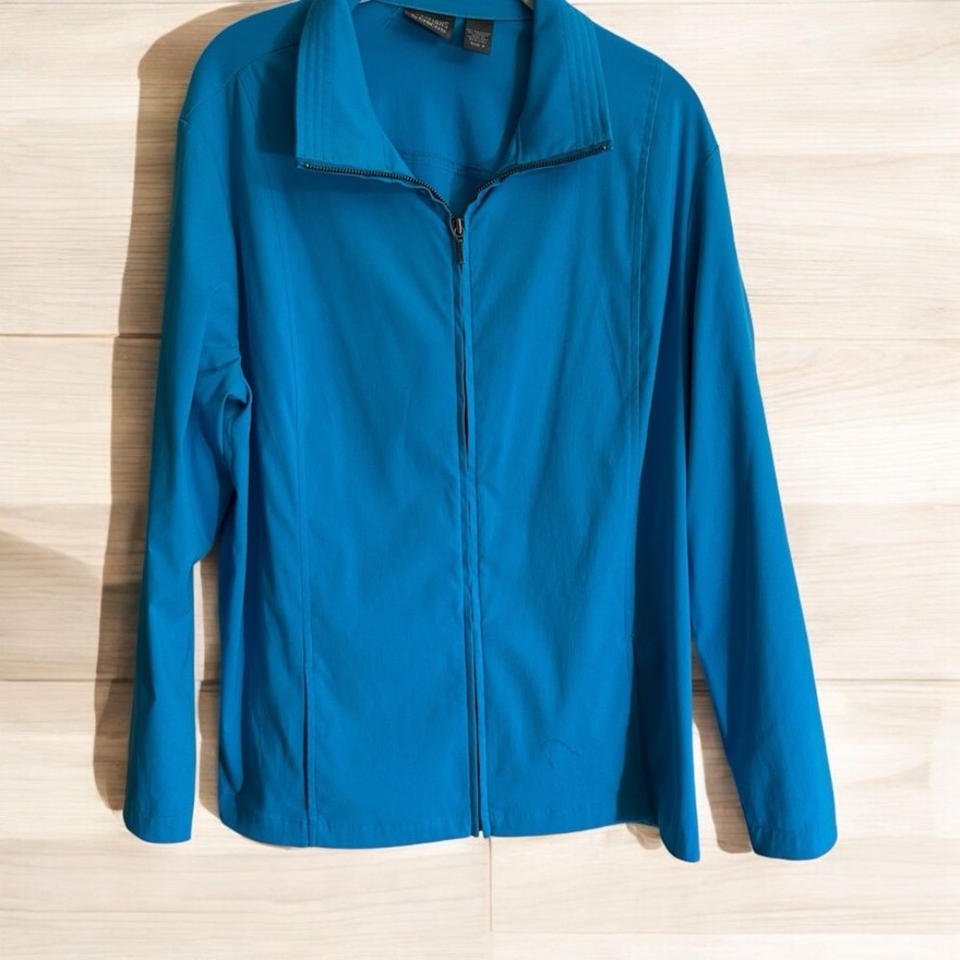 Chico's Additions Teal Aqua Blue Zip Up Sz 3 Collared Windbreaker XL