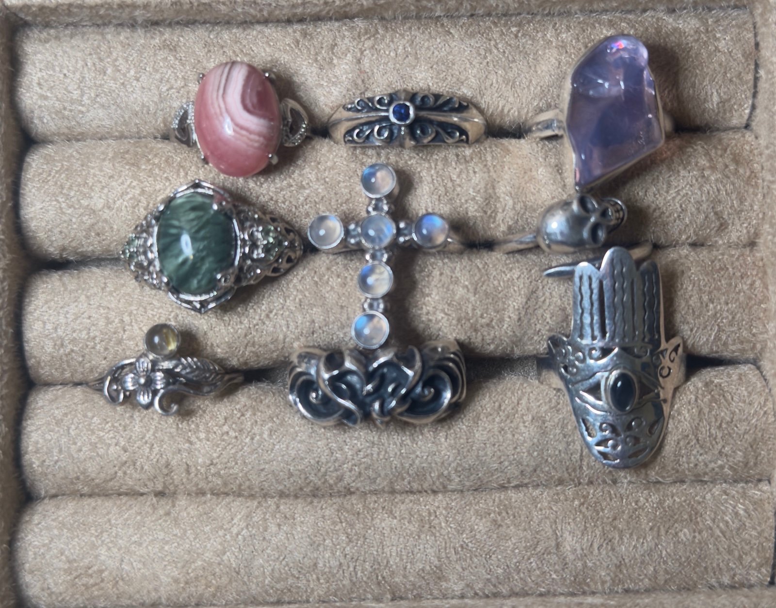 Sterling silver rings size 8 stone