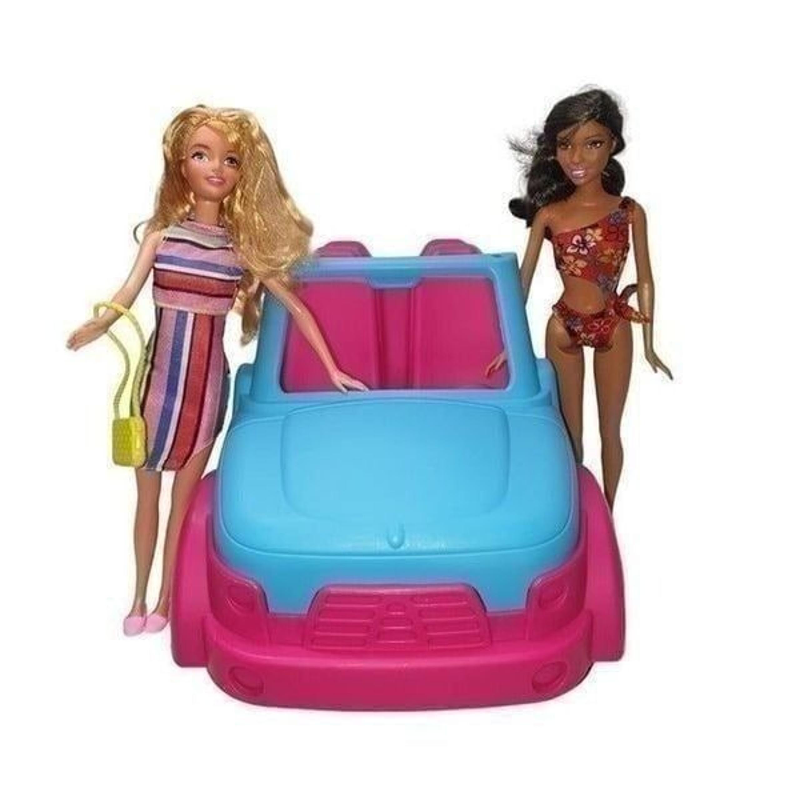 Barbie Dolls Convertible Pink Blue SUV Playset Bundle Barbie Mattel