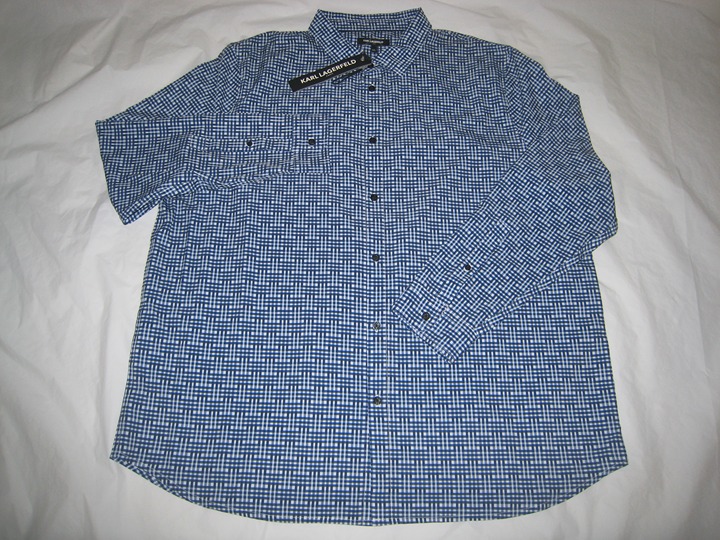Karl Lagerfeld Paris Mens Performance Stretch Long Sleeve Button Dress Shirt XXL