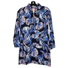Lilly Pulitzer Girls Long Sleeve Seashell Fish Beach Print Skipper Dress Size XL