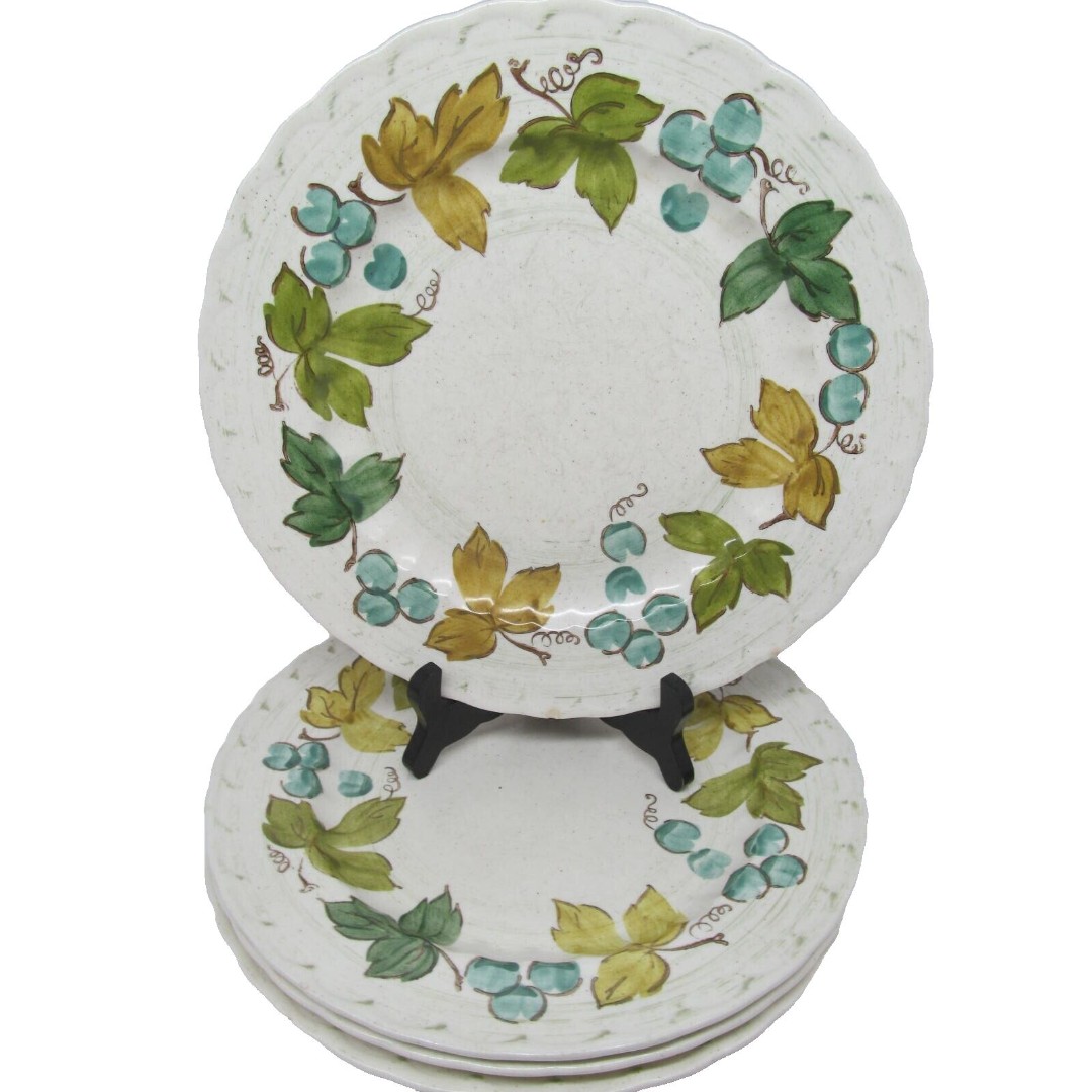 Metlox Vernon Ware Vinyard Set Of 4 Vintage 10 3/4 Dinner Plates READ COND