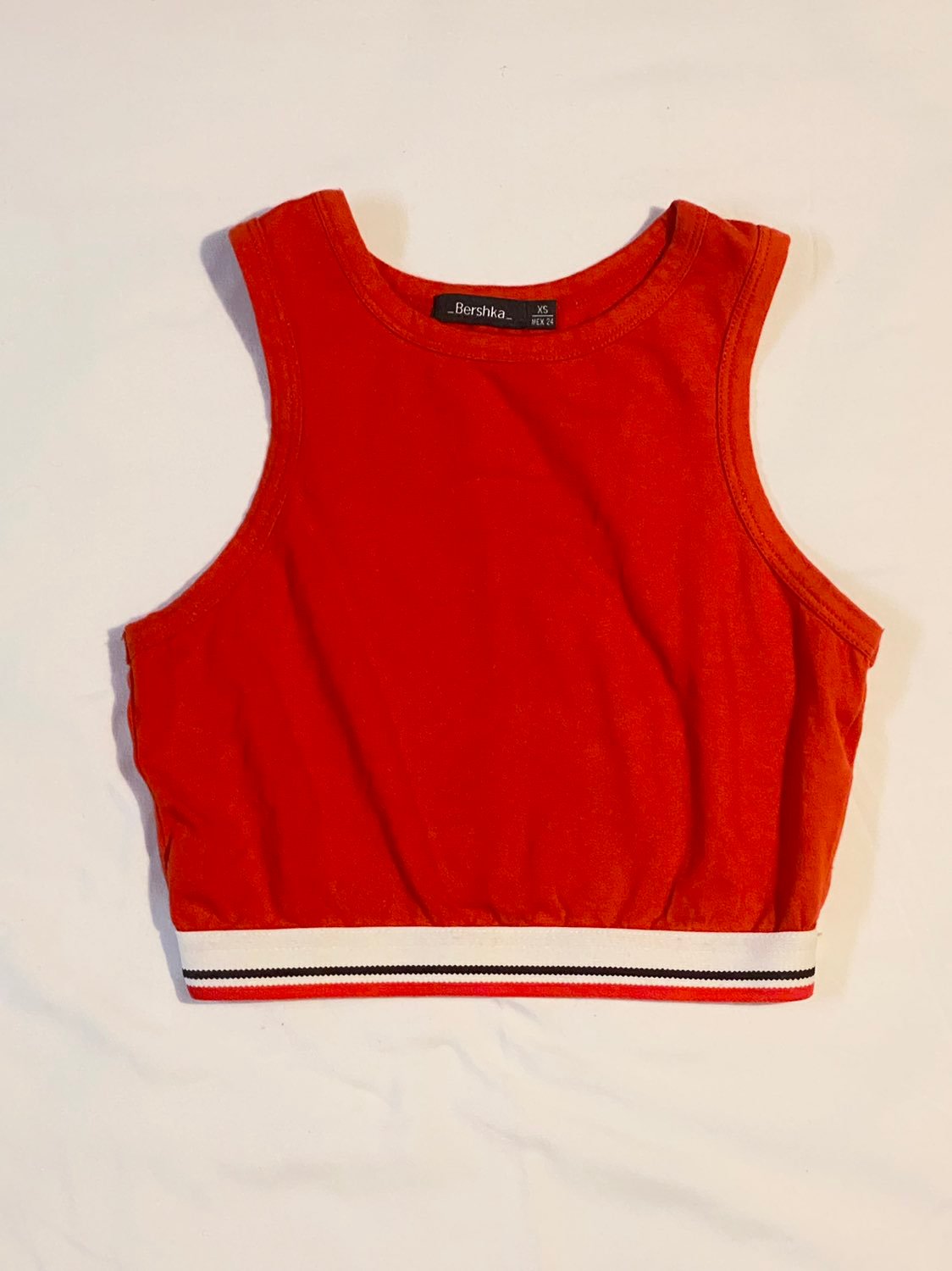Fitted red racerback crop top