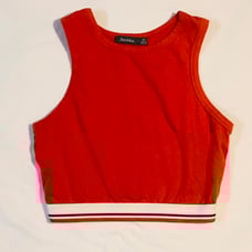 Fitted red racerback crop top