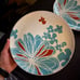 4 dinner plates / IKEA SWEDEN Scandavian Bullra 15199 turquoise blue red flower