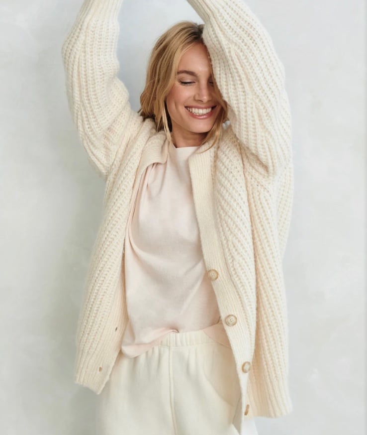 JENNI KAYNE Alpaca Cocoon Cardigan Ivory XS