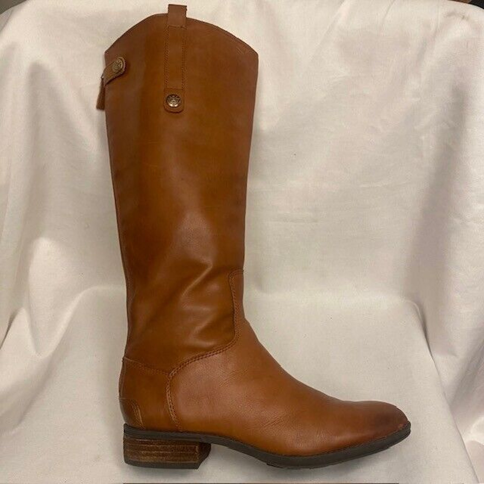 SAM EDELMAN Size 7.5 Penny Whiskey Brown Leather Knee High Riding Boots