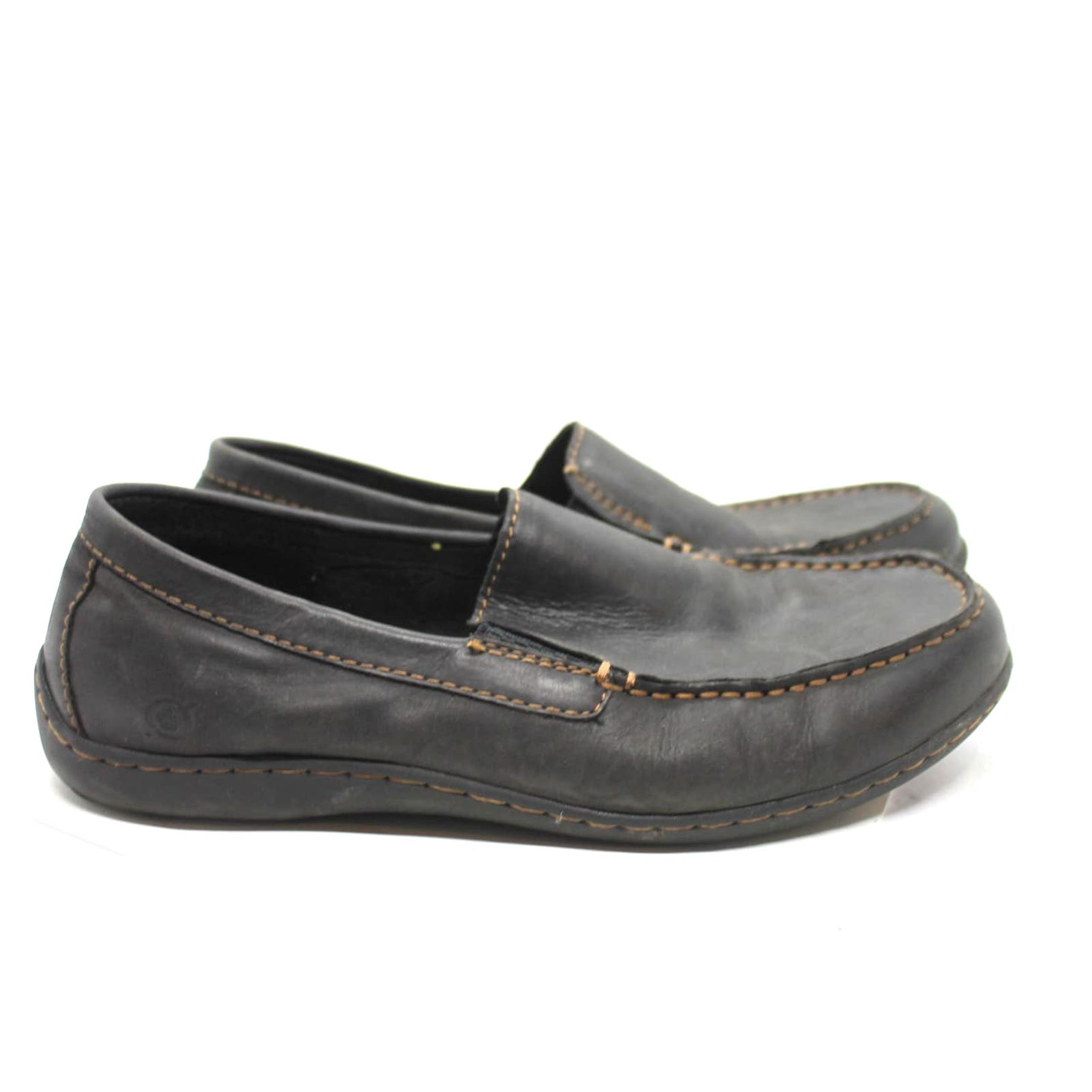 Born Men's Black Leather Slip On Loafers Driving Mocassins sz 10.5M