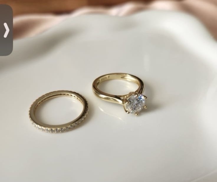 Sterling silver moossanite wedding rings set