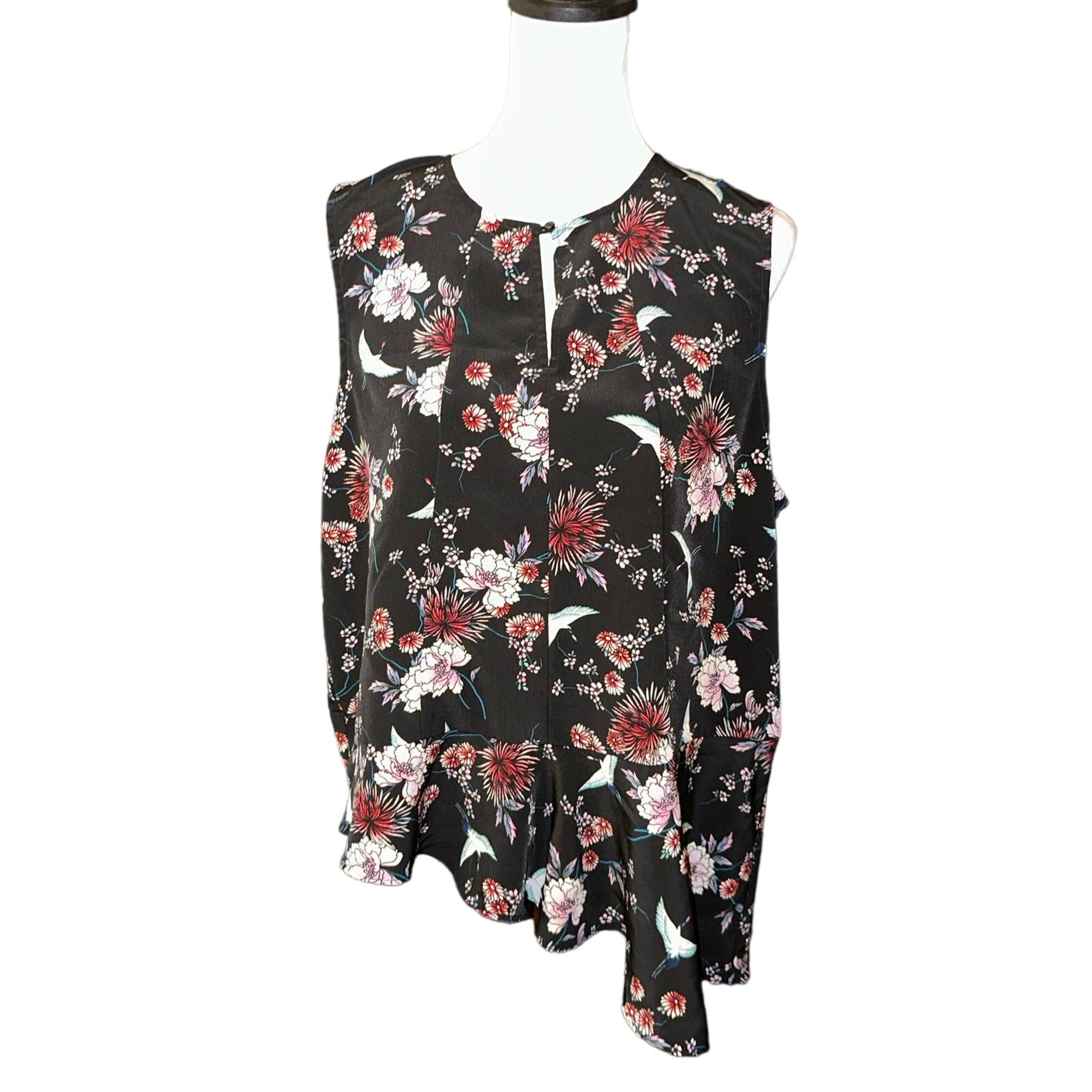 Attention Black Floral Sleeveless Top XXL