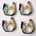 Set Of 4 Fitz & Floyd Ricamo Napkin Rings Hens With Chicks Hand Painted Chicken