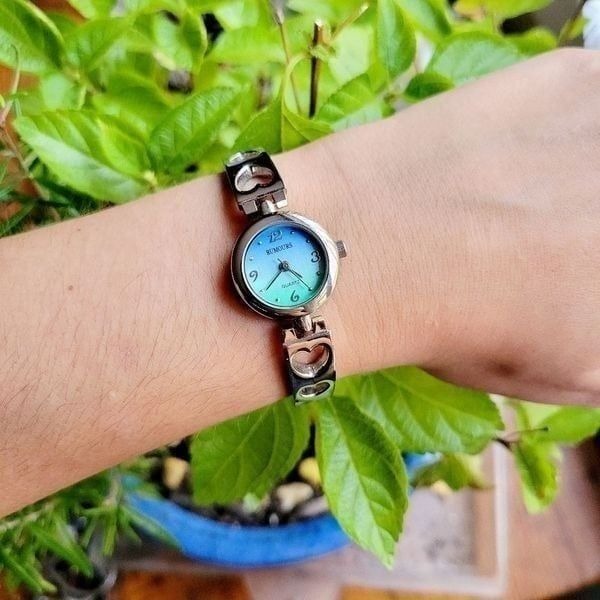 Classic Rumours Quartz Blue Green & Silver Womens Womans Heart Watch