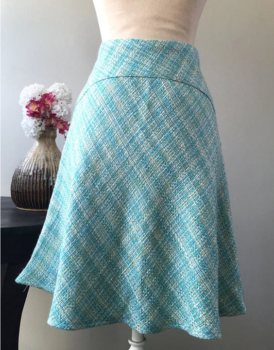 Turquoise Woven Flare Skirt Woven Skirt Waist 29