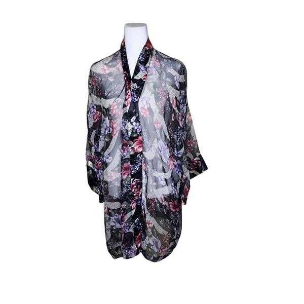 Vintage 90’s Victorias Secret Gold Label Sheer Floral Short Robe Womens ONE Size