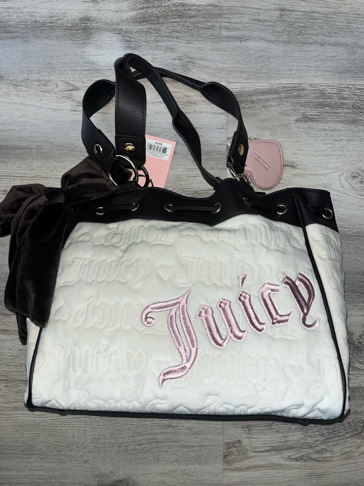 Juicy Couture Angel Chocolate & Cream Vintage Dreams Daydreamer Bag NWT
