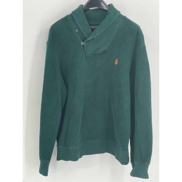 Polo Ralph Lauren Sweater Shawl Collar Men's Size XL Green Orange Corduroy