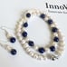 Cultured AKOYA Pearl Necklace 925 Silver Plated 8-9mm White Pearl lapis Lazuli
