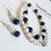 Cultured AKOYA Pearl Necklace 925 Silver Plated 8-9mm White Pearl lapis Lazuli
