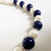 Cultured AKOYA Pearl Necklace 925 Silver Plated 8-9mm White Pearl lapis Lazuli