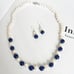 Cultured AKOYA Pearl Necklace 925 Silver Plated 8-9mm White Pearl lapis Lazuli