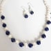 Cultured AKOYA Pearl Necklace 925 Silver Plated 8-9mm White Pearl lapis Lazuli