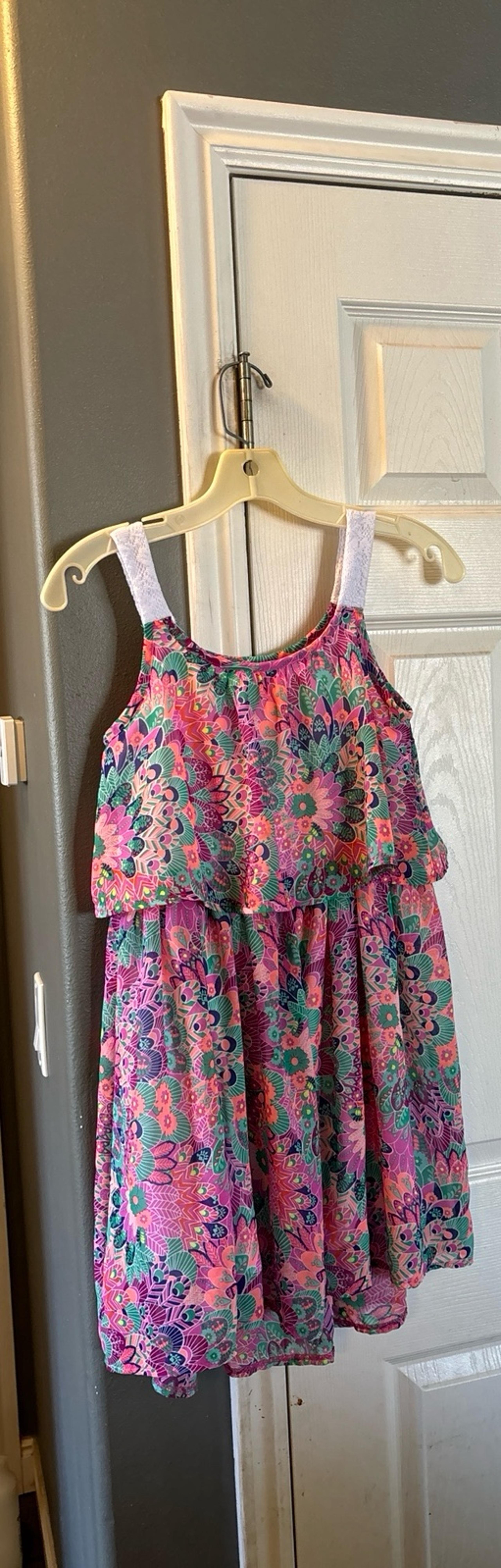Girls’ Summer Dress Multicolor with White Straps