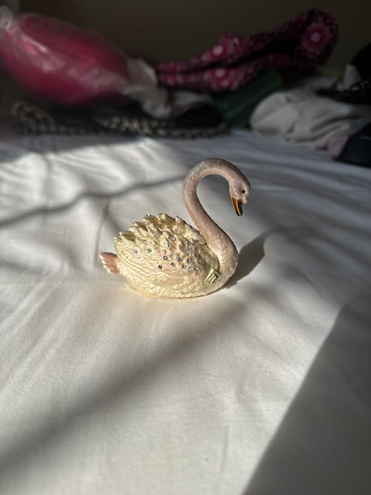 Vintage swan jewelry holder trinket box