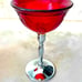 New Martinsville Amberina Pair of Vintage Art Deco Chrome Cordial Wine Glasses