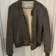 vintage olive green heavy suede jacket