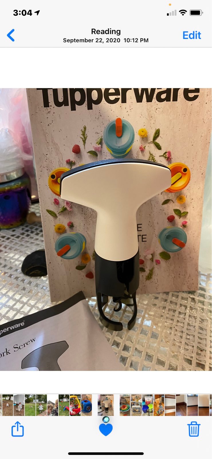 New tupperware wine opener