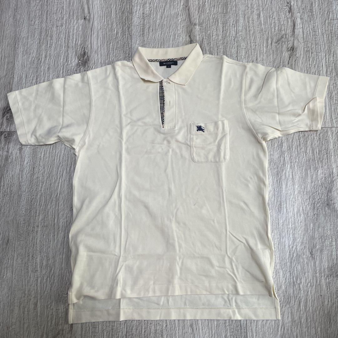 BURBERRY Polo Shirt, Size L, Ivory