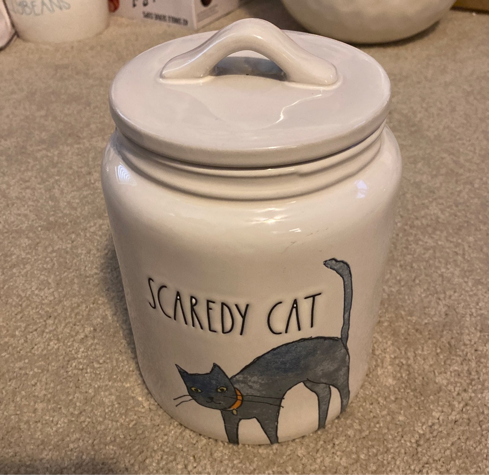 Rae Dunn scaredy cat canister