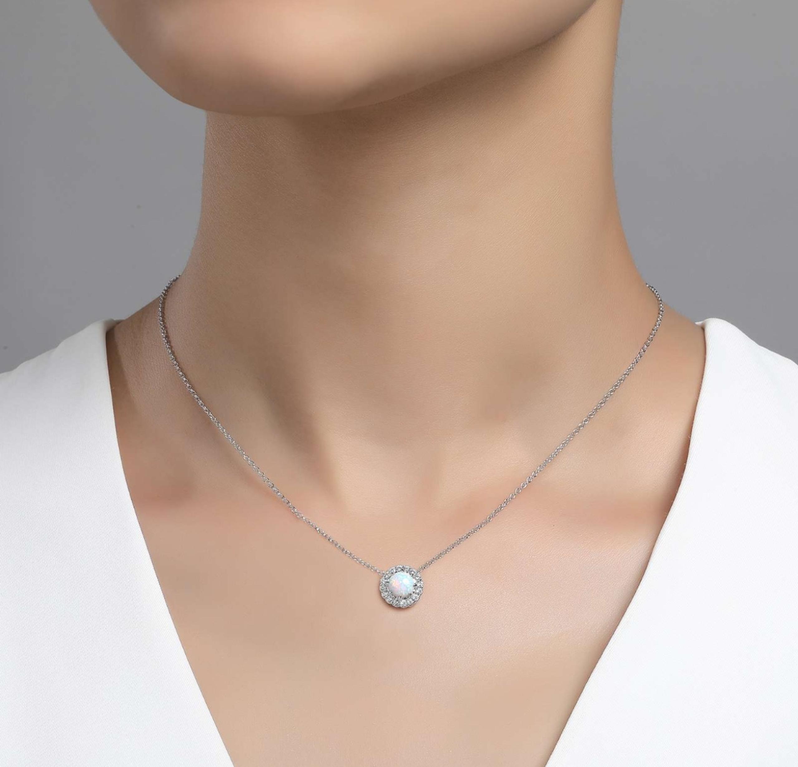 Isabella M  .925 Sterling Silver Fire Opal Necklace~16+2~